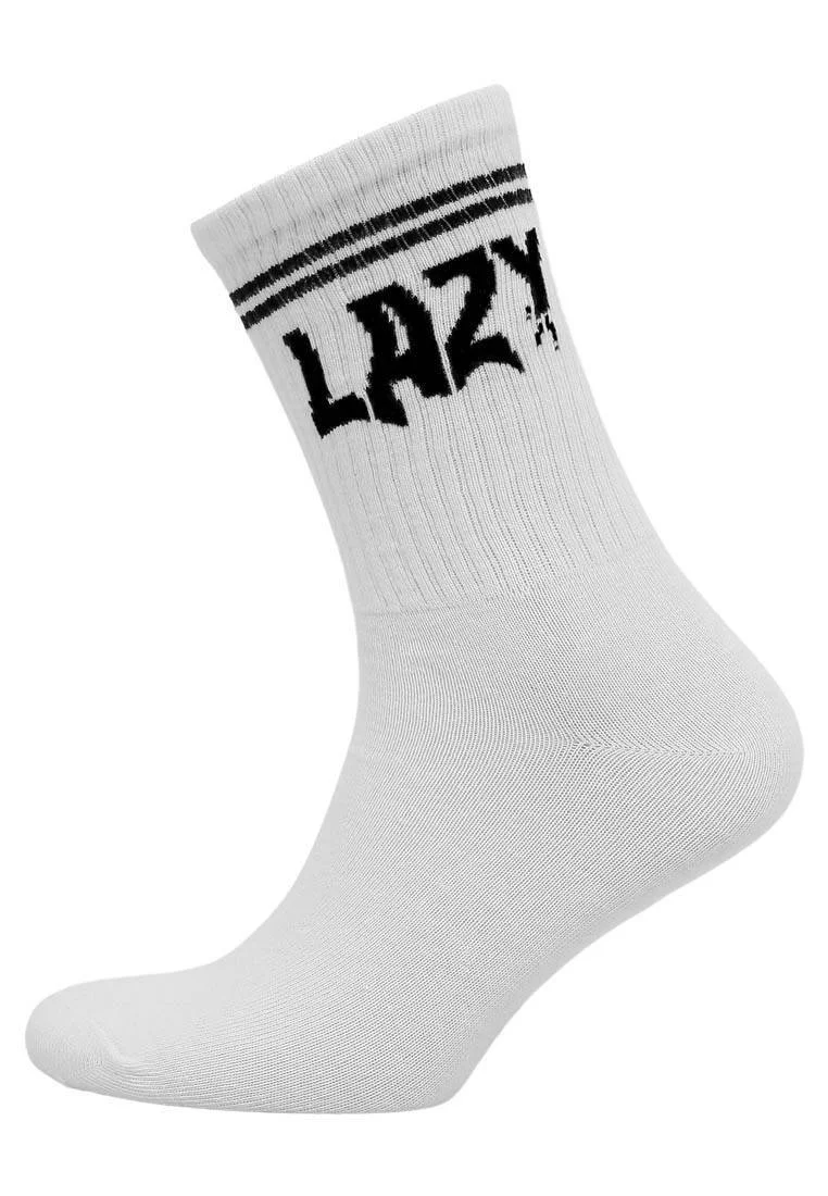 Unisex Vegan Beyaz Çorap - Lazy Tasarım