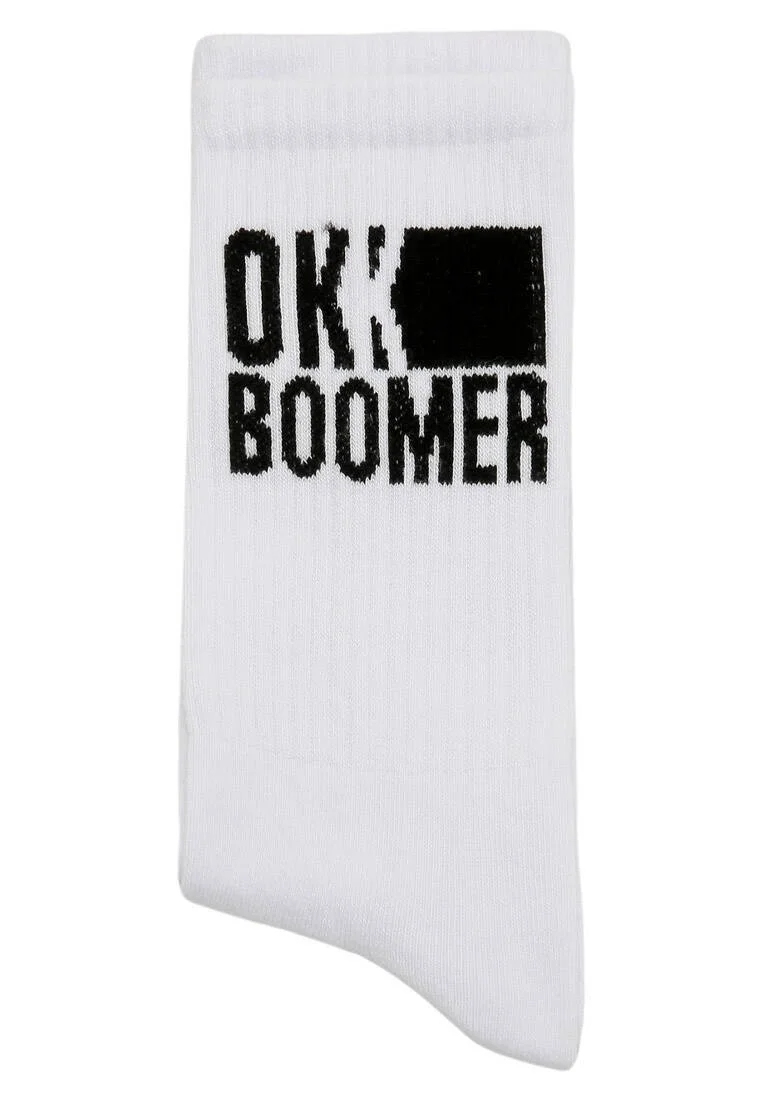 Unisex Vegan Blanc Chaussettes - Ok Boomer Motif