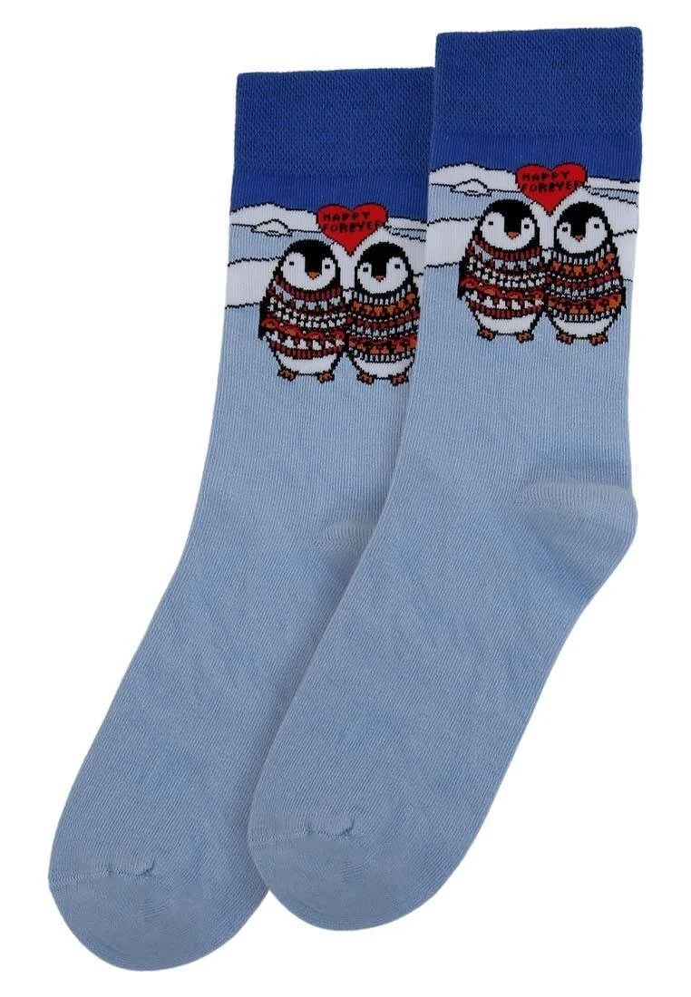 Unisex Vegan Bleu Chaussettes - Happy Forever Motif