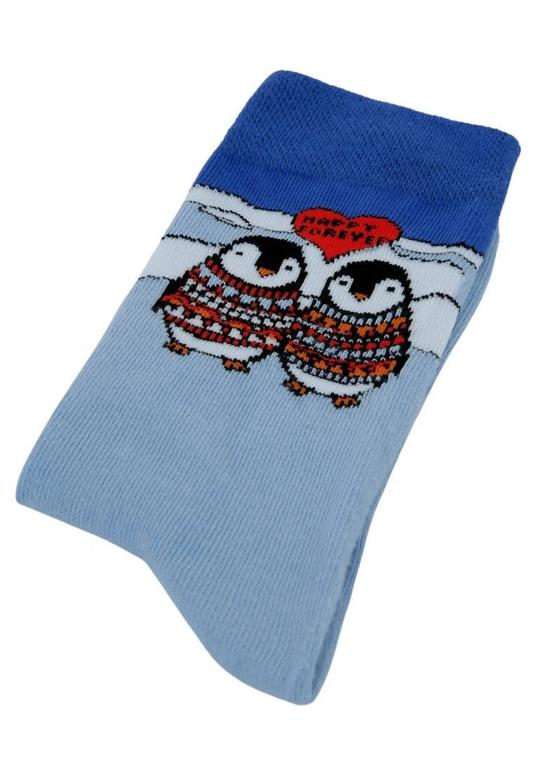 Unisex Vegan Bleu Chaussettes - Happy Forever Motif