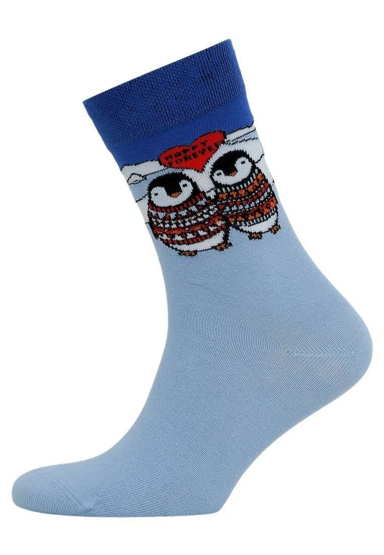 Unisex Vegan Bleu Chaussettes - Happy Forever Motif