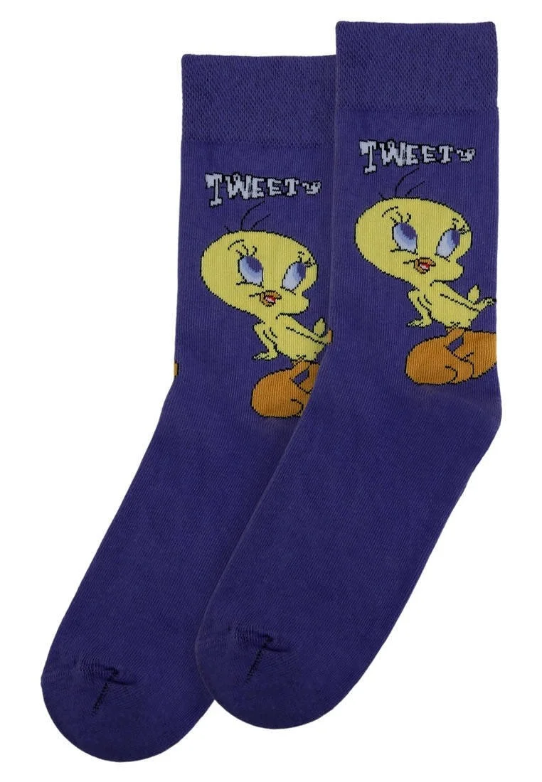 Unisex Vegan Blue Socks - Warner Bros Tweety Classic Design