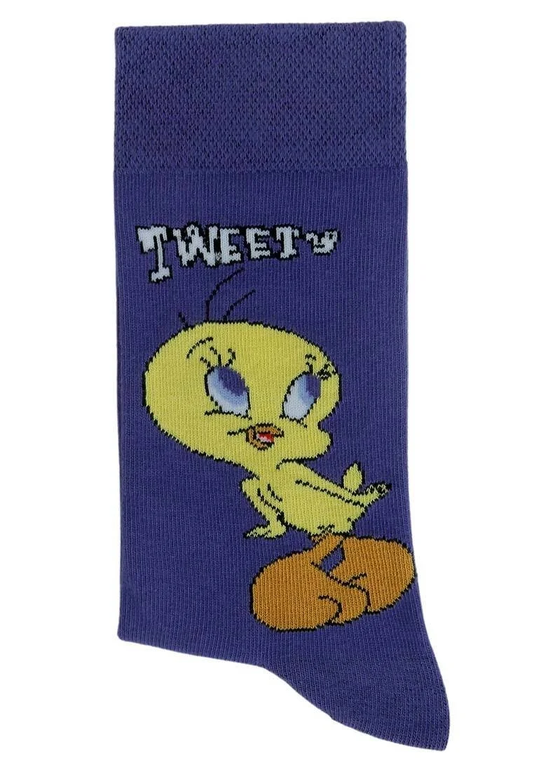 Unisex Vegan Blue Socks - Warner Bros Tweety Classic Design
