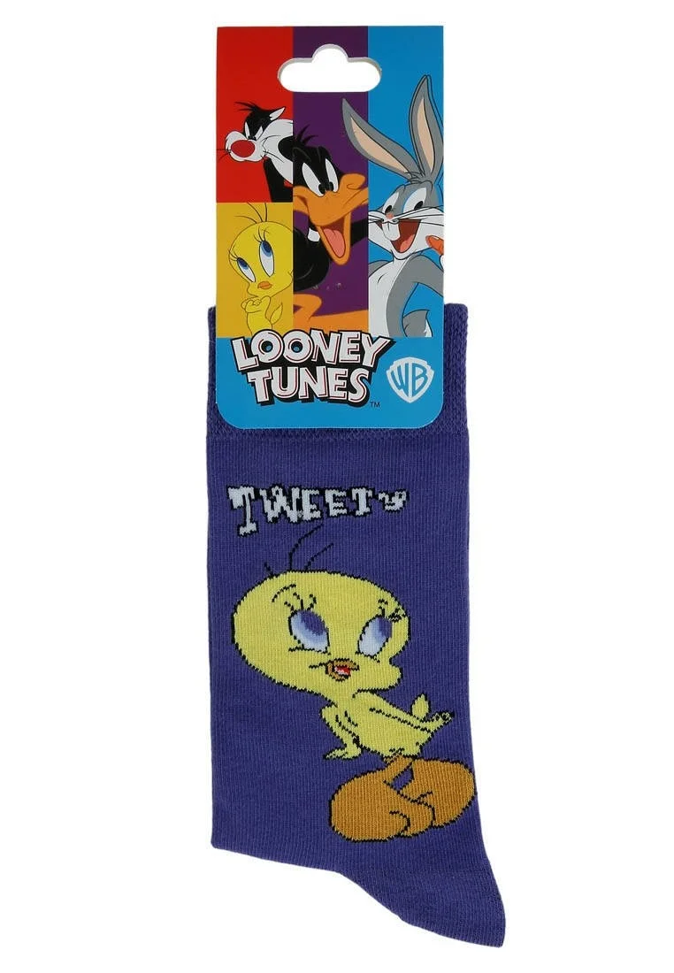 Unisex Vegan Blue Socks - Warner Bros Tweety Classic Design
