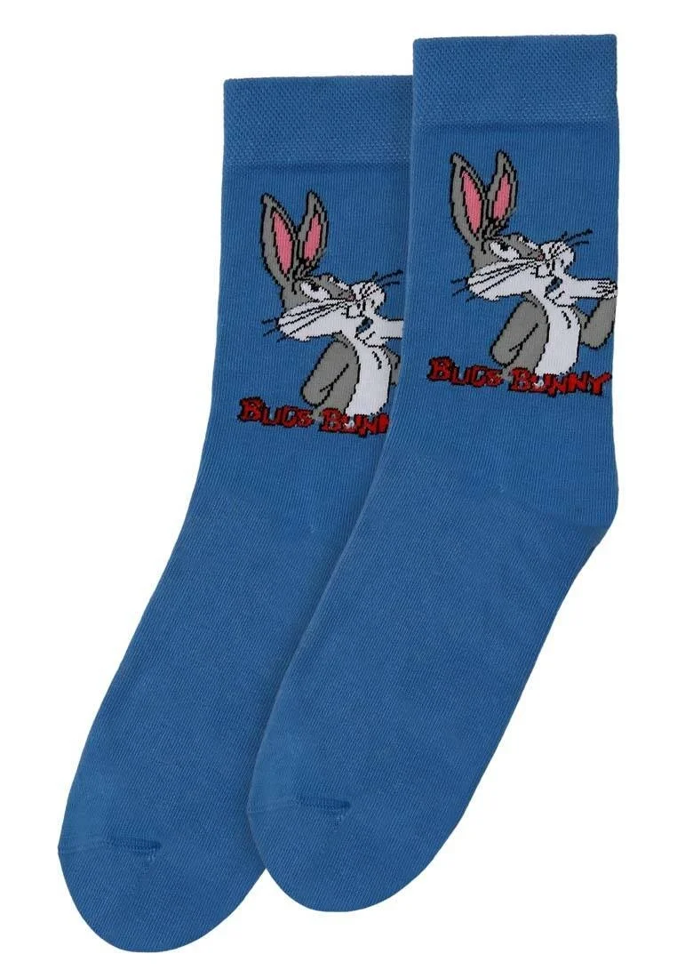 Unisex Vegan Blue Socks - Warner Bros What's Up Doc Bugs Bunny Design