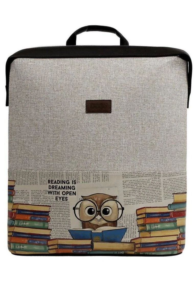Unisex Vegan Gray Backpack - The Wise Owl Design