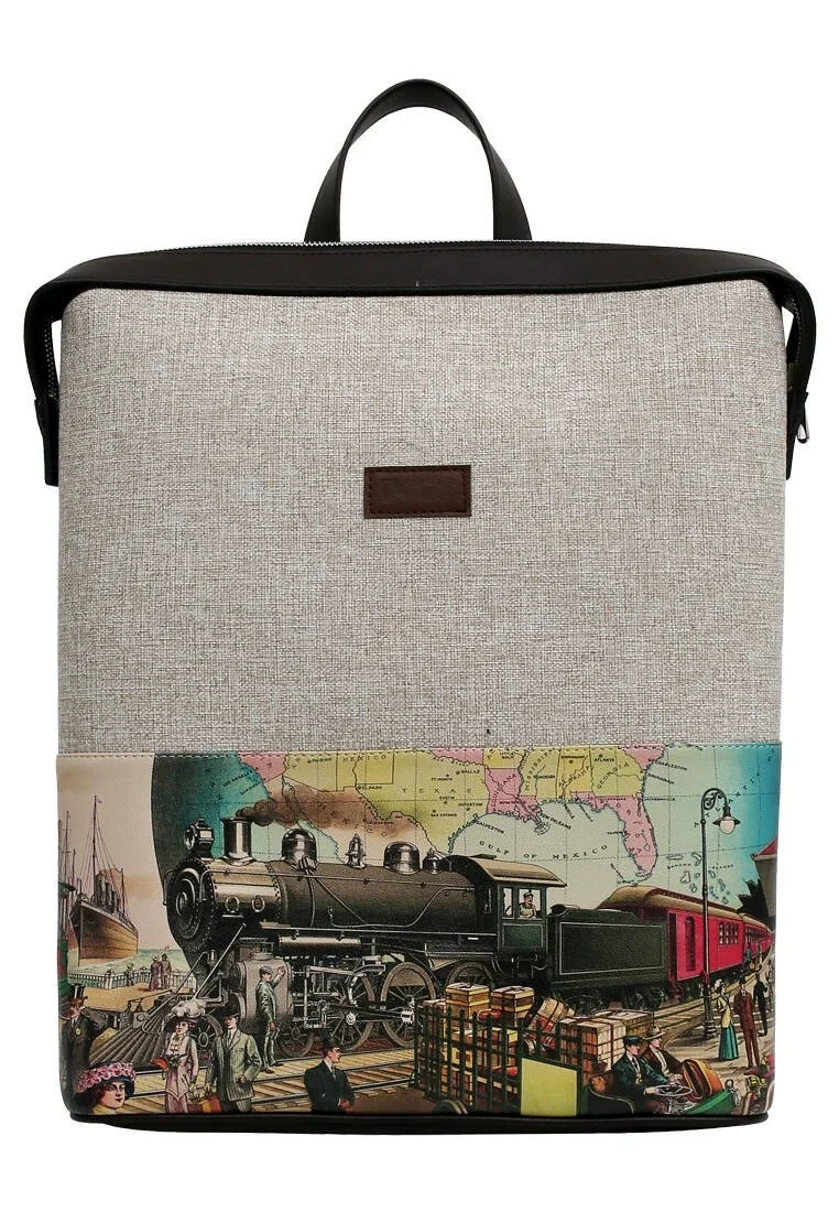 Unisex Vegan Gray Backpack - Choose a Place Design