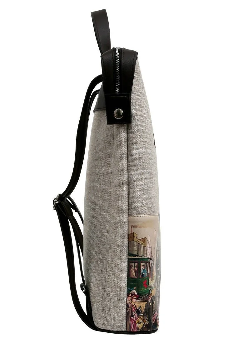 Unisex Vegan Gray Backpack - Choose a Place Design