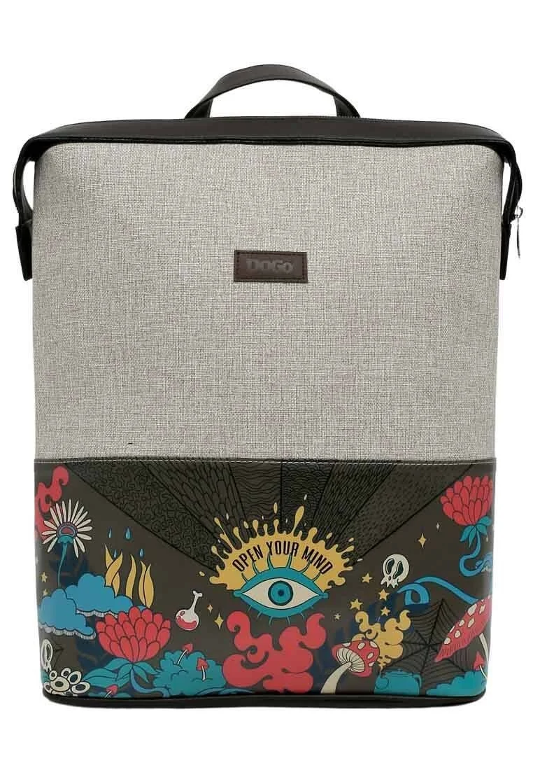 Women Vegan Leather Grey Backpack - Open Your Mind Design