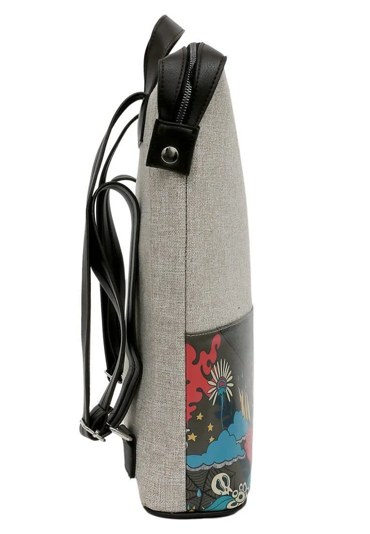 Women Vegan Leather Grey Backpack - Open Your Mind Design