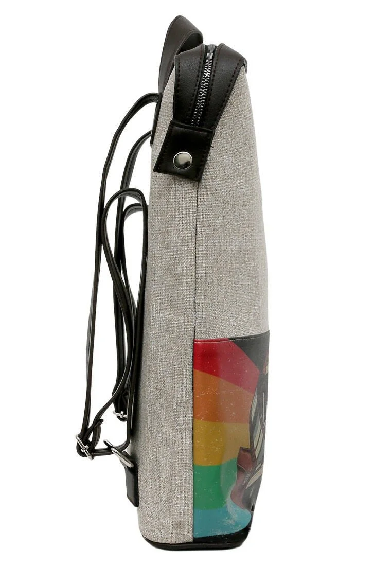 Unisex Vegan Gray Backpack - Living in a Vintage Dream Design