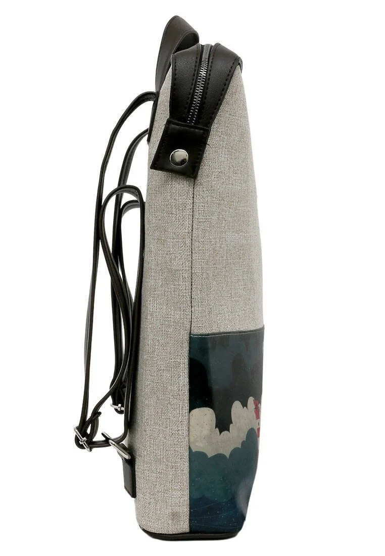 Unisex Vegan Gri Sırt Çantası - Ahoy Sailor Tasarım
