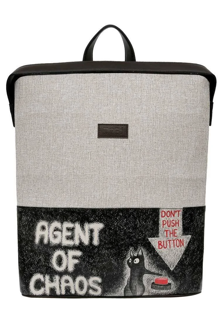 Unisex Vegan Gri Sırt Çantası - Agent of Chaos Tasarım