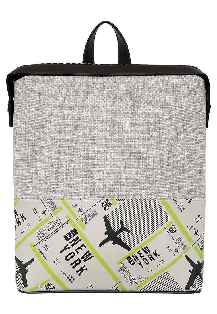 Unisex Vegan Gris Sac à dos - New York Ticket Motif