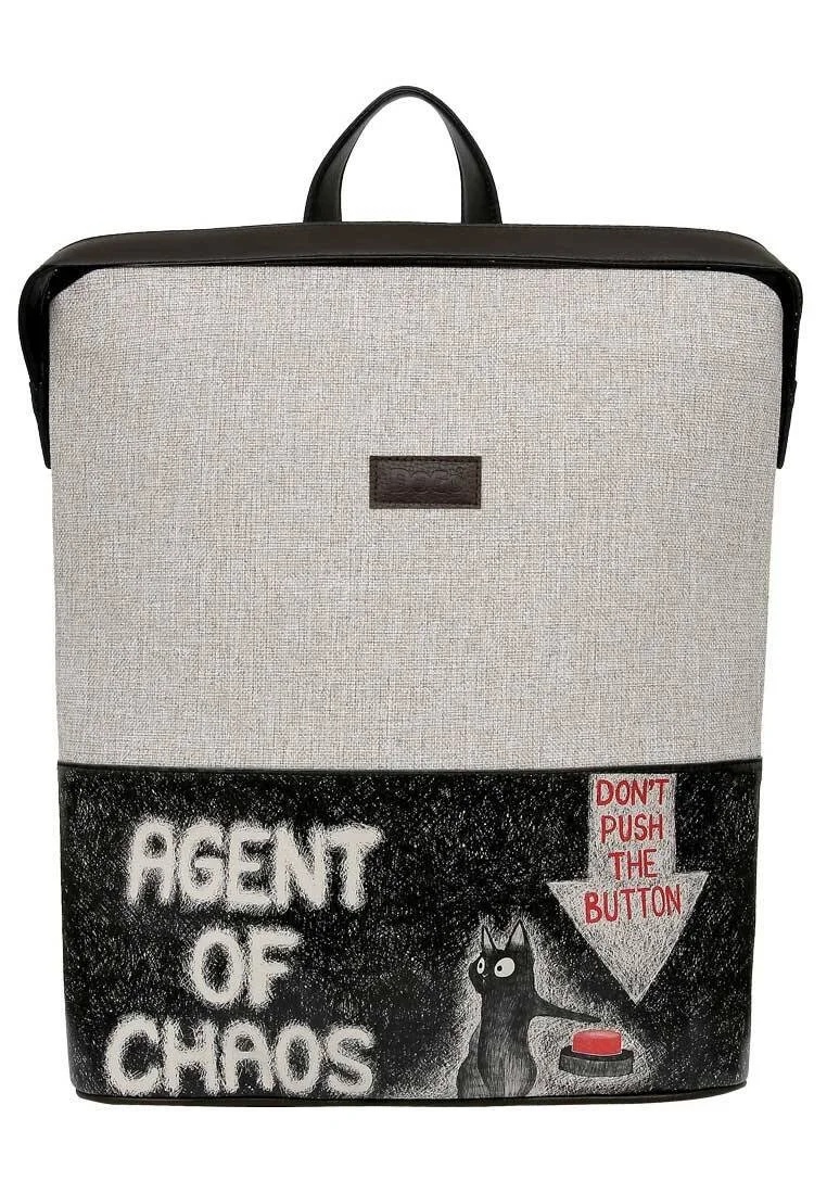 Dogo - Unisex Vegan Gris Sac à dos - Agent of Chaos Motif Dogo - Unisex Vegan Gris Sac à dos - Agent of Chaos Motif