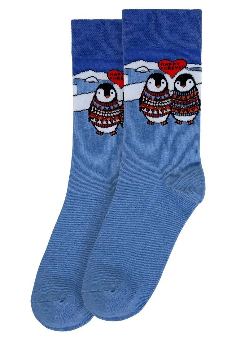Unisex Vegan Navy Socks - Happy Forever Design