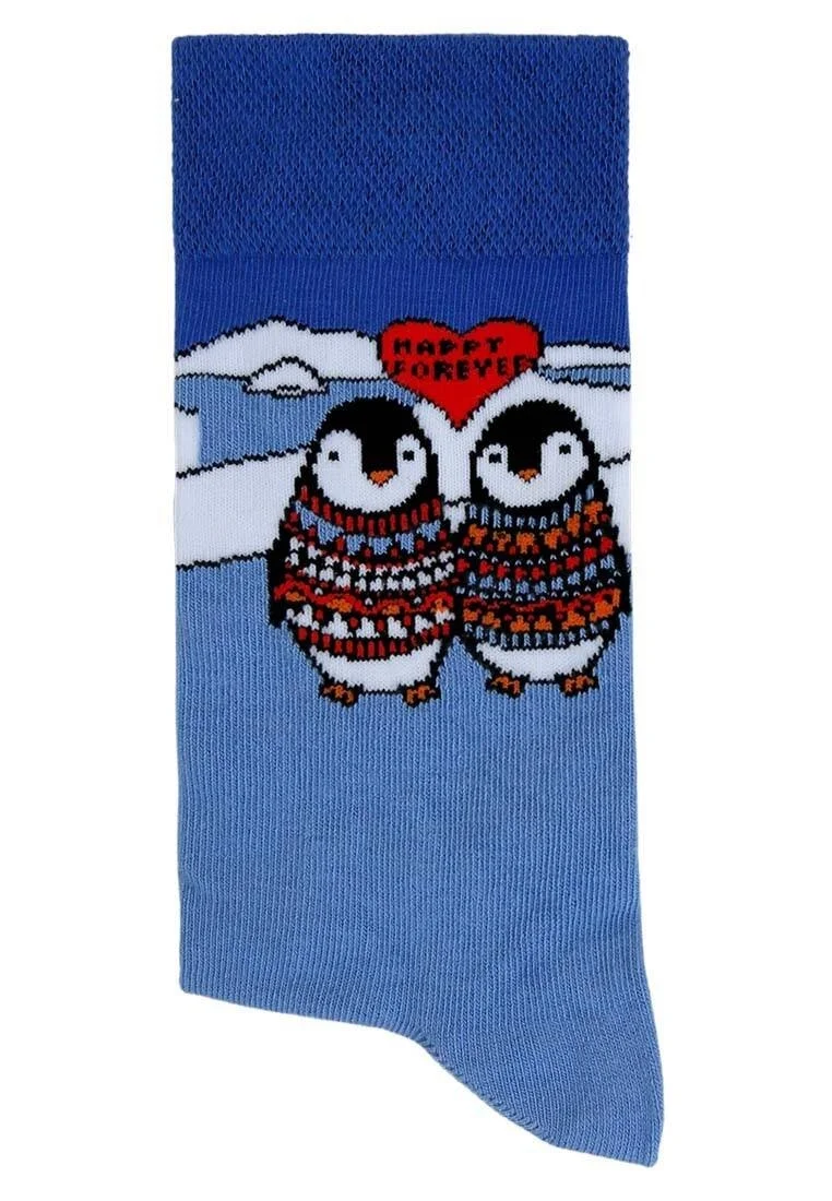 Unisex Vegan Navy Socks - Happy Forever Design