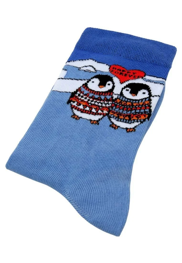Unisex Vegan Navy Socks - Happy Forever Design