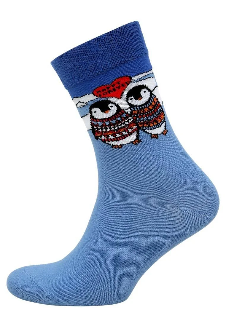 Unisex Vegan Navy Socks - Happy Forever Design