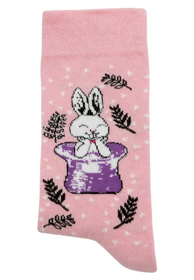 Unisex Vegan Pembe Çorap - Somebunny Loves You Tasarım
