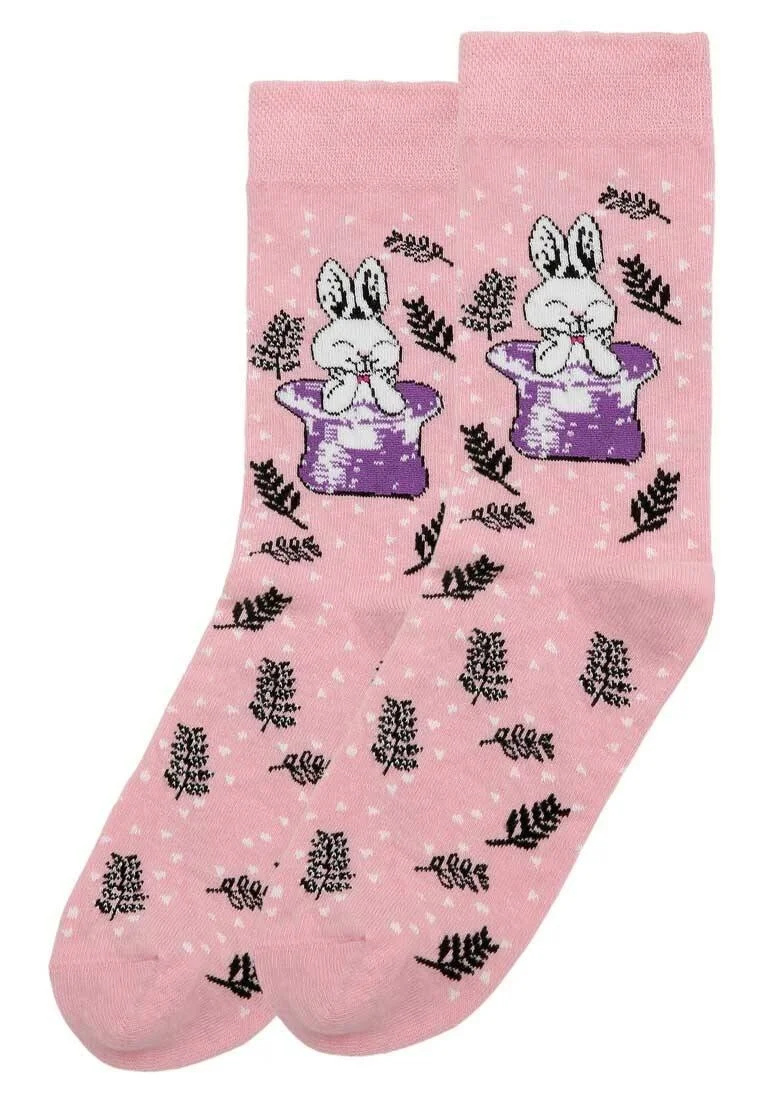 Unisex Vegan Pink Socks - Somebunny Loves You Design