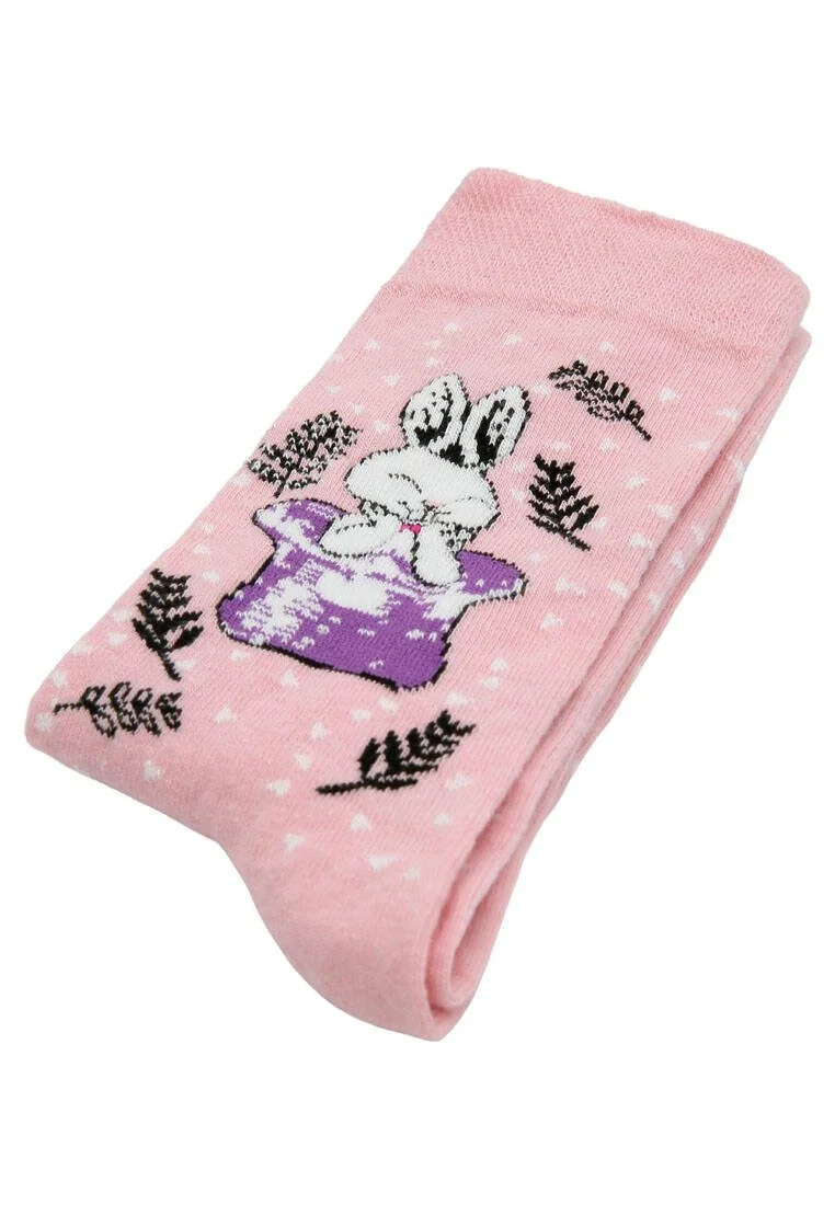 Unisex Vegan Pink Socks - Somebunny Loves You Design
