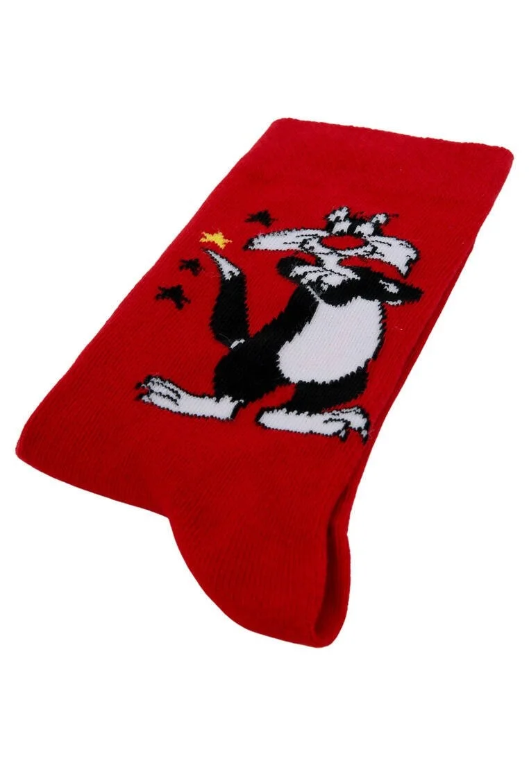 Unisex Vegan Red Socks - Warner Bros Sylvester Classic Design