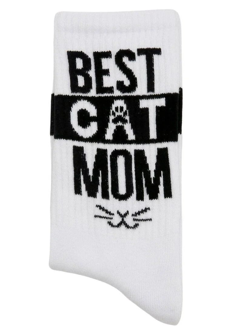 Unisex Vegan White Socks - Best Cat Mom Design