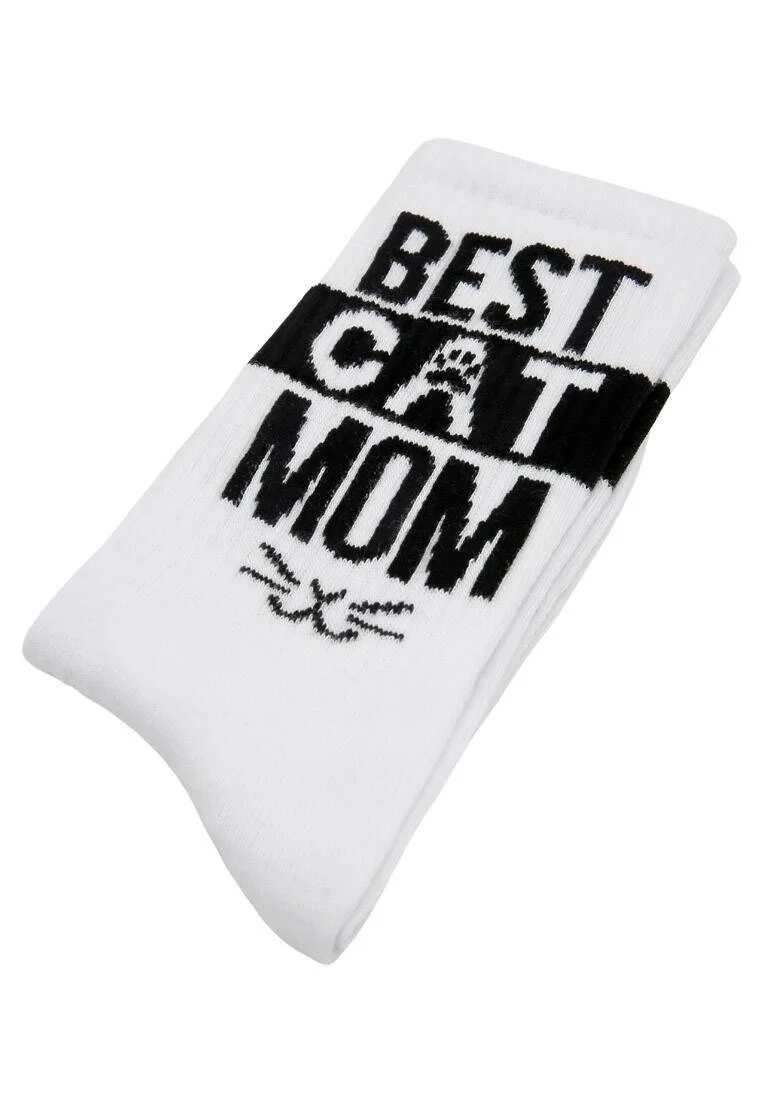 Unisex Vegan White Socks - Best Cat Mom Design