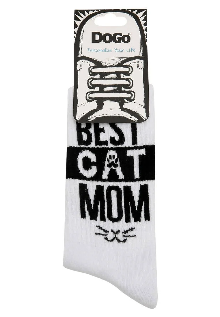 Unisex Vegan White Socks - Best Cat Mom Design