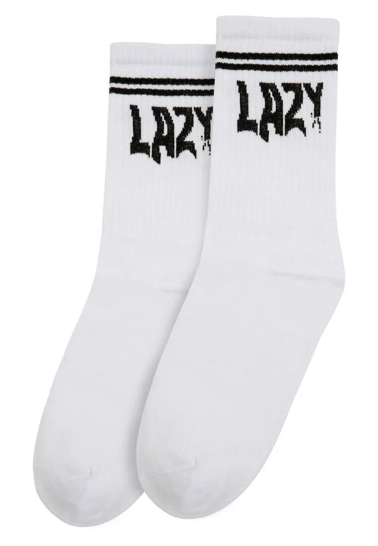 Unisex Vegan White Socks - Lazy Design