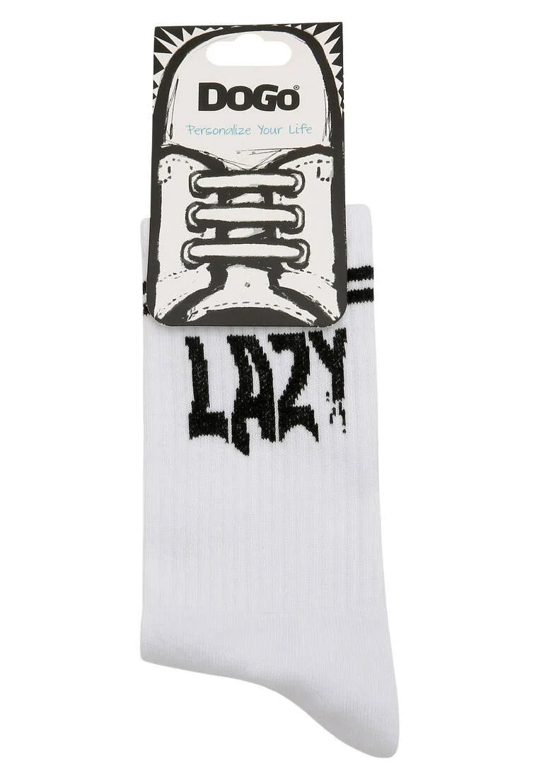 Unisex Vegan White Socks - Lazy Design