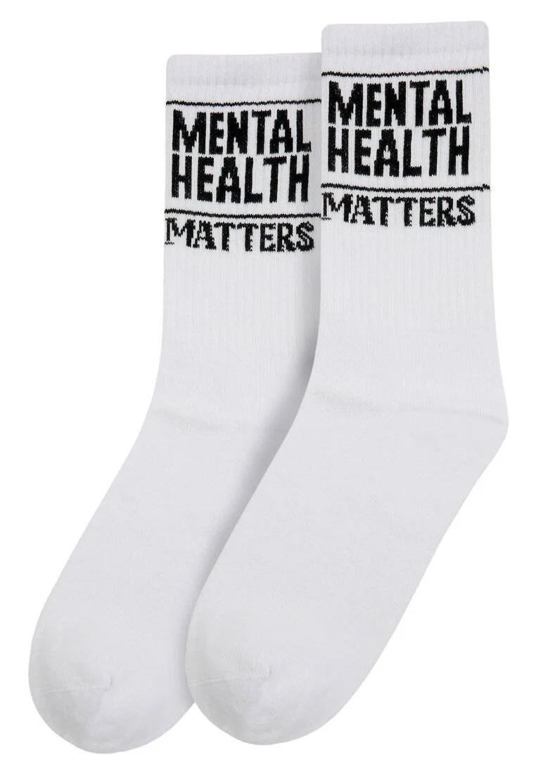 Unisex Vegan White Socks - Mental Health Matters Design