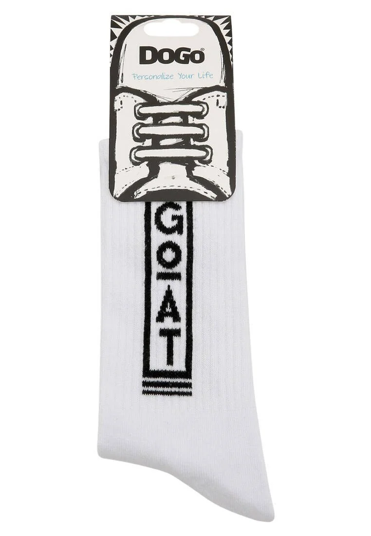 Unisex Vegan White Socks - Goat Design