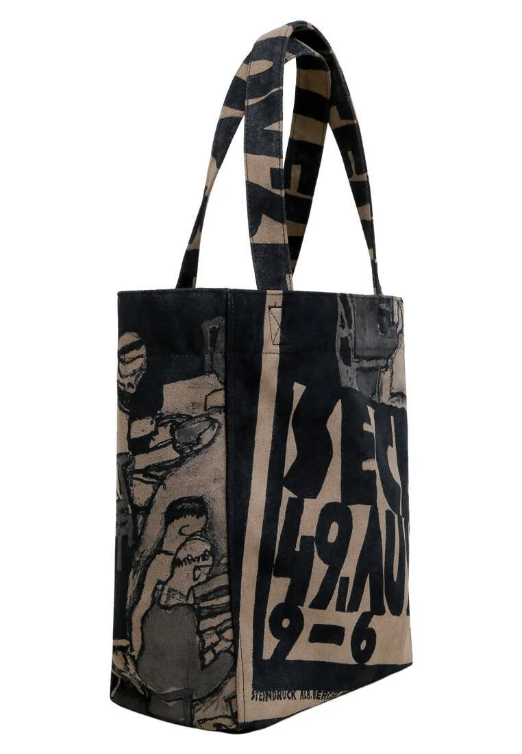 Women Vegan Black Large Tote Bag - Supper Design