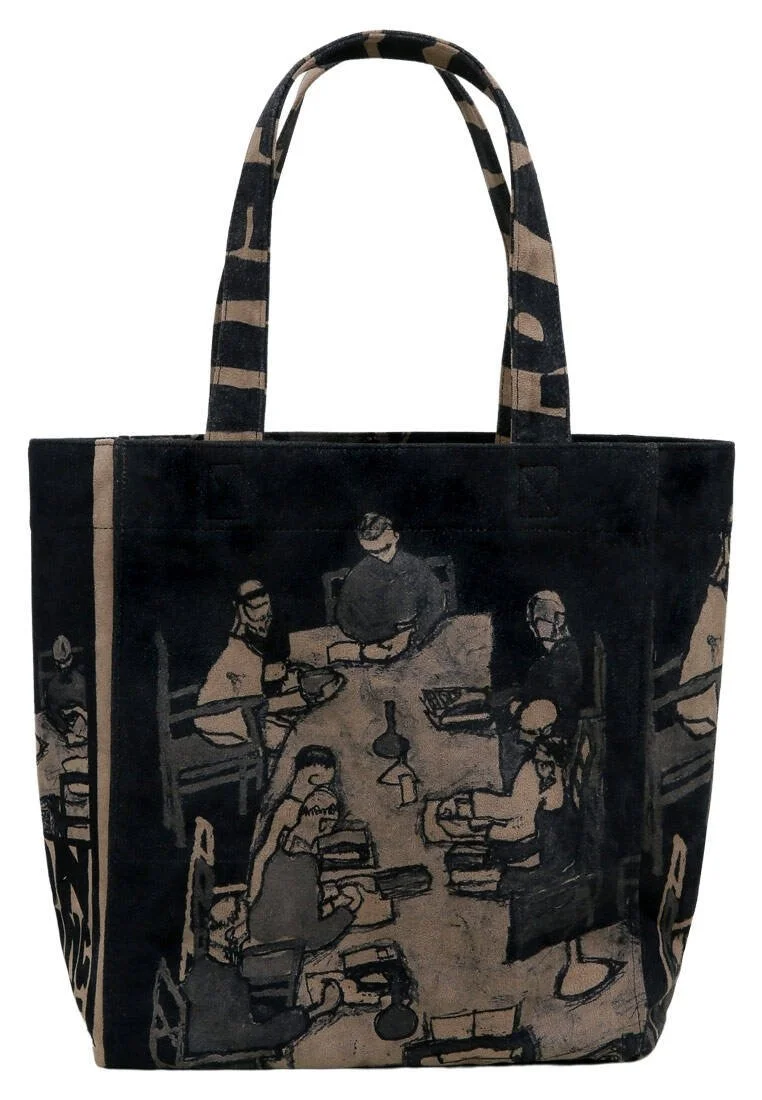 Women Vegan Black Large Tote Bag - Supper Design