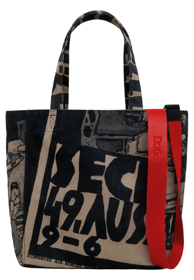 Women Vegan Black Large Tote Bag - Supper Design