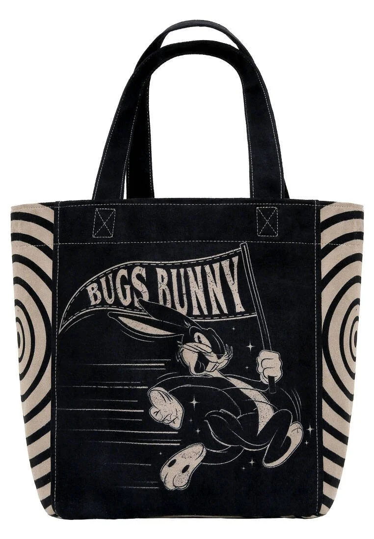 Women Vegan Black Large Tote Bag - Warner Bros What's Up, Bag! Design