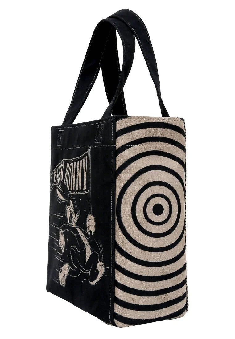 Women Vegan Black Large Tote Bag - Warner Bros What's Up, Bag! Design
