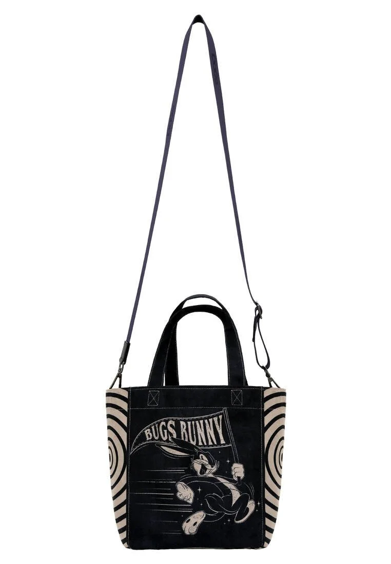Women Vegan Black Large Tote Bag - Warner Bros What's Up, Bag! Design