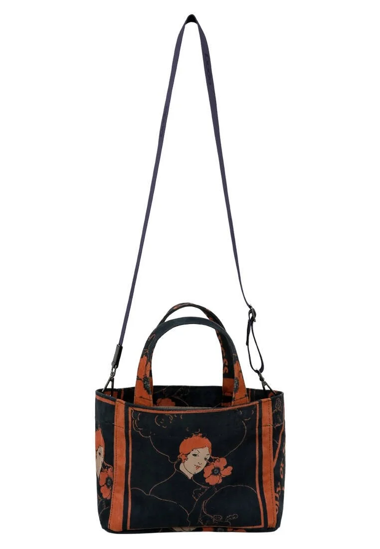 Women Vegan Black Medium Tote Bag - Folly or Saintliness Design