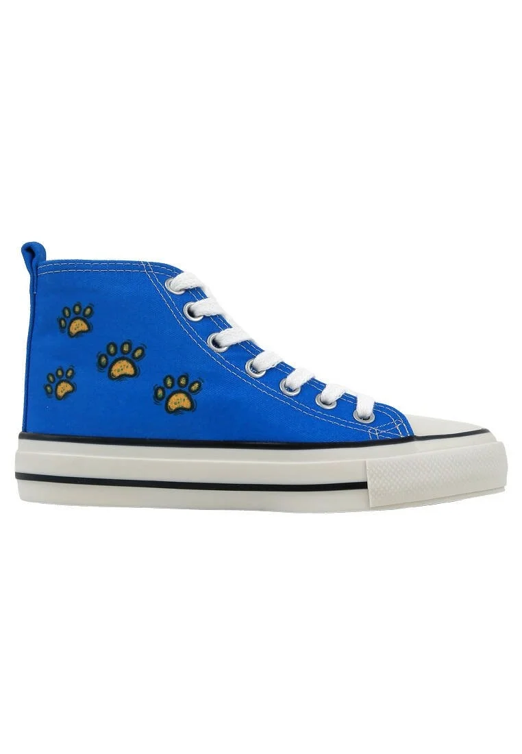 Women Vegan Blue High Top Sneakers - Meow Attack Design