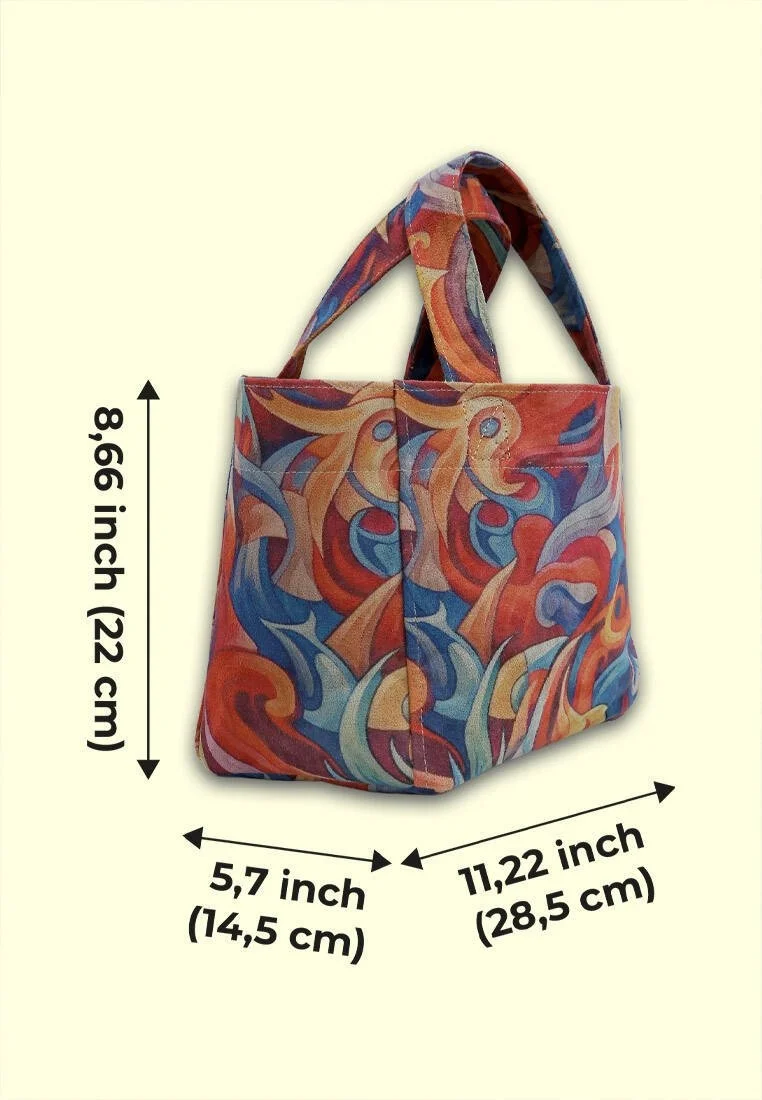 Women Vegan Blue Medium Tote Bag - Spirals of Colour Design