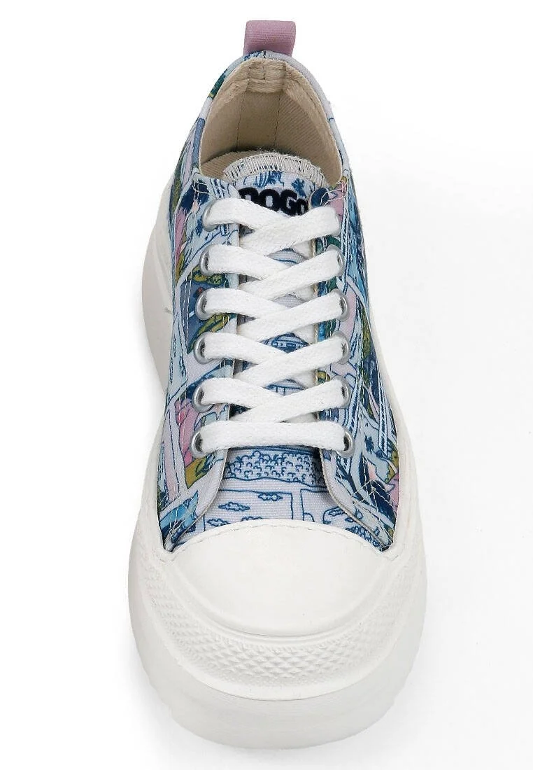 Women Vegan Blue Platform Sneakers - Already Lost Design