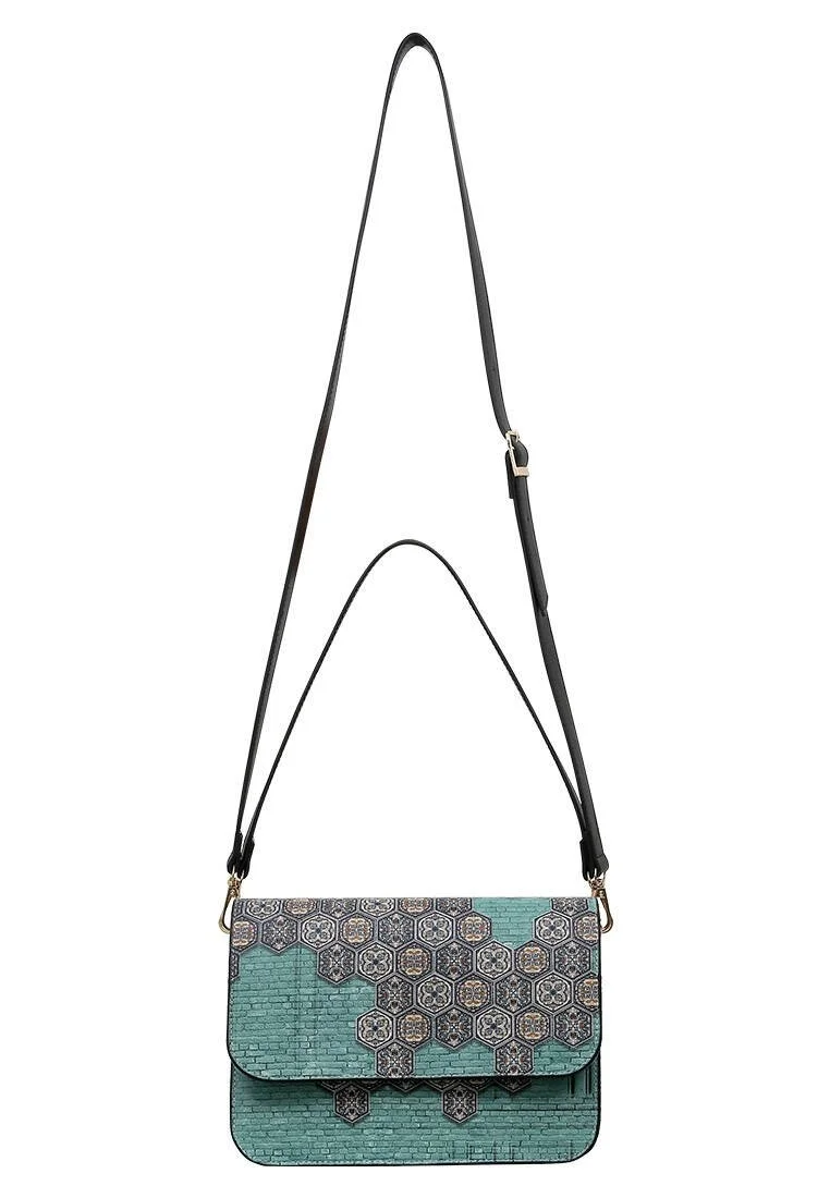 Women Vegan Blue Purse - Ethic Faience Design