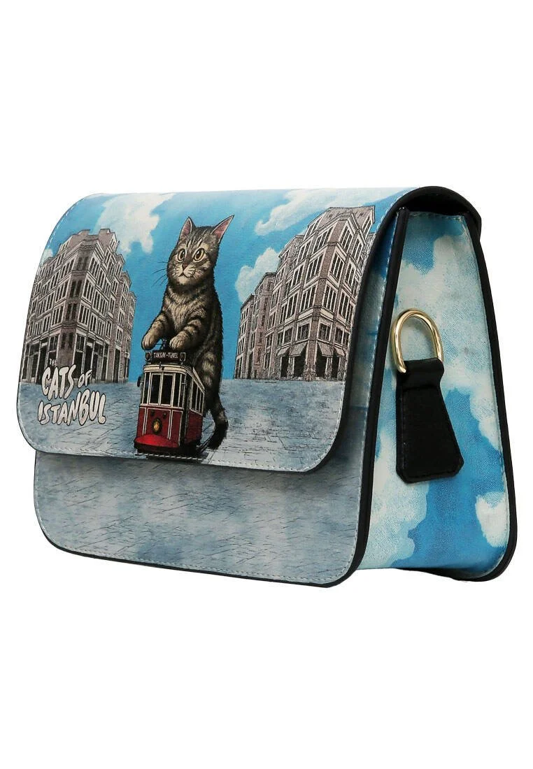 Women Vegan Leather Blue Purse - Paws on Taksim Design