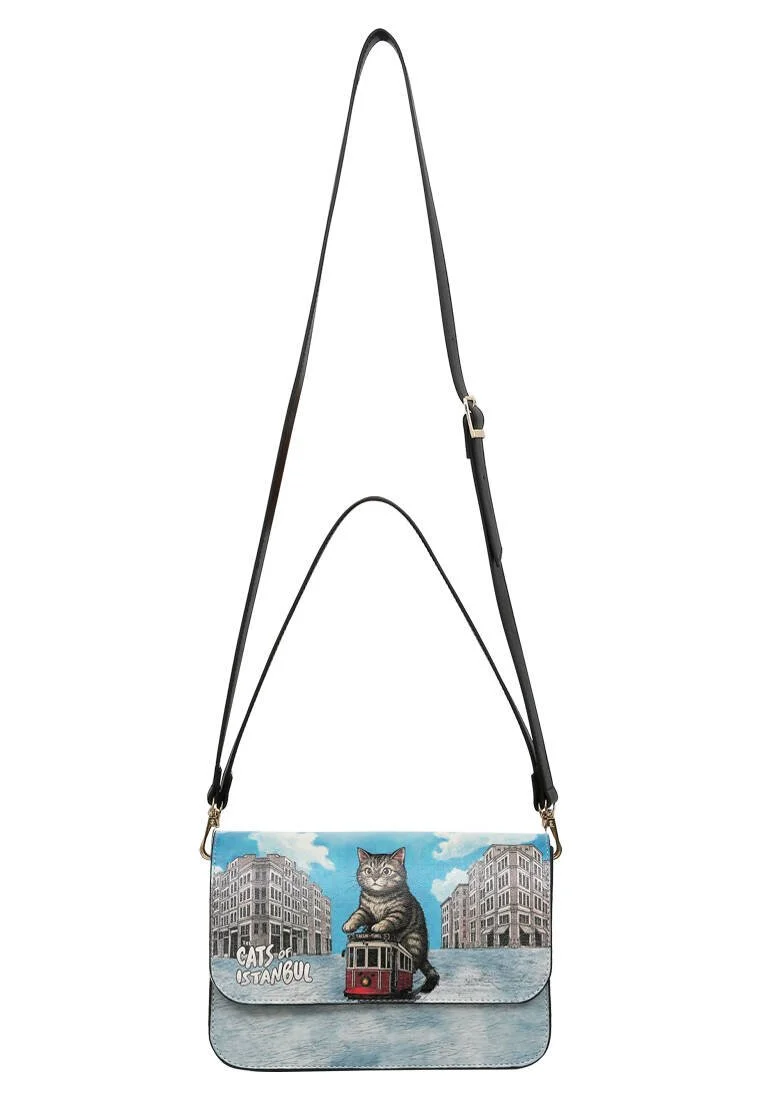 Women Vegan Leather Blue Purse - Paws on Taksim Design