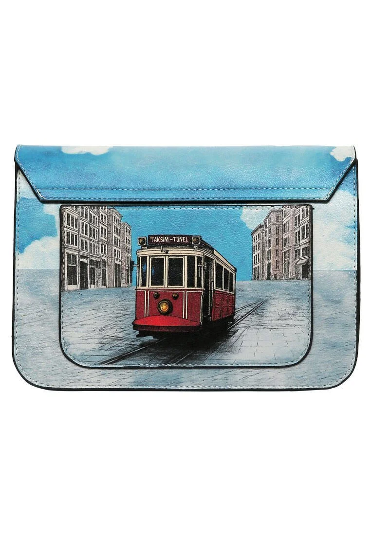 Women Vegan Leather Blue Purse - Paws on Taksim Design