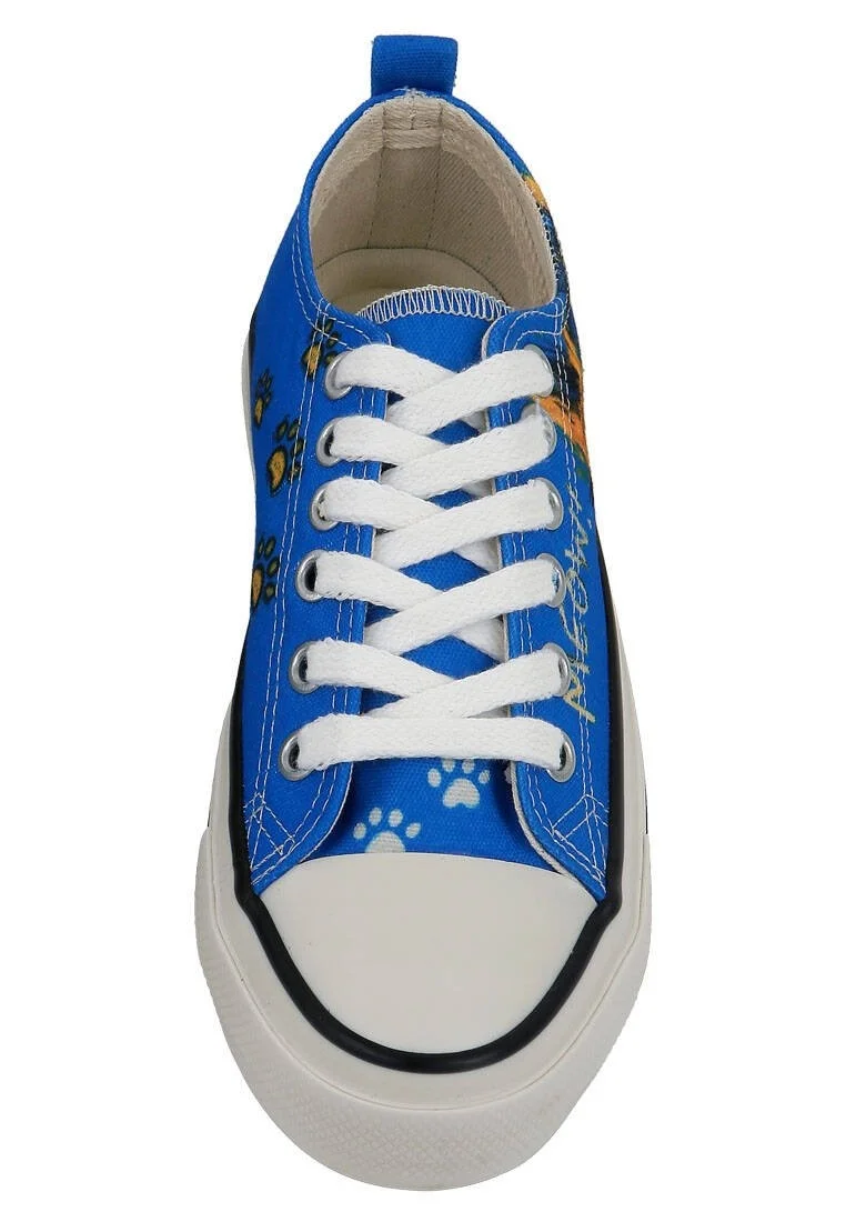 Women Vegan Blue Sneakers - Meow Attack Design