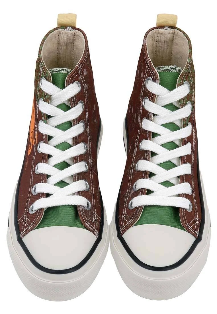 Women Vegan Brown High Sneakers - Camping Scooby Doo Design